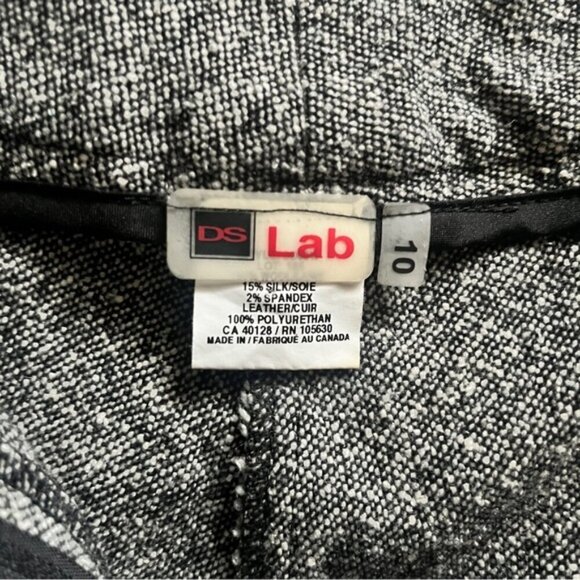 DS Lab wool silk vegan leather waisted cropped straight leg trousers Sz 10 - Picture 7 of 12